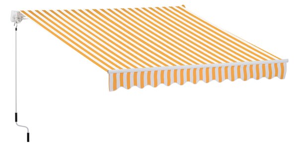 Outsunny Tenda da Sole a Bracci Esterno Balcone a Parete Avvolgibile Impermeabile, Arancione e Bianco, 3×2.5m arancione e bianco 300 × 250cm