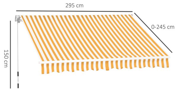 Outsunny Tenda da Sole a Bracci Esterno Balcone a Parete Avvolgibile Impermeabile, Arancione e Bianco, 3×2.5m arancione e bianco 300 × 250cm