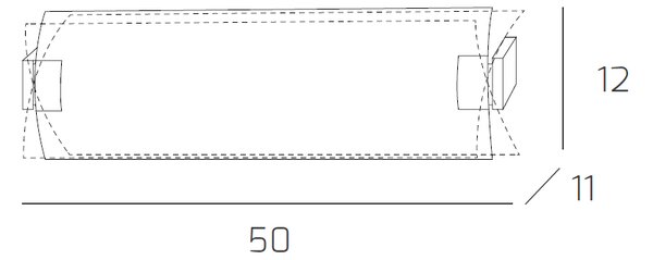 Applique Contemp Swinging Metallo Cromo Vetro Bianco Extrachiaro 2 Luci E27 50Cm