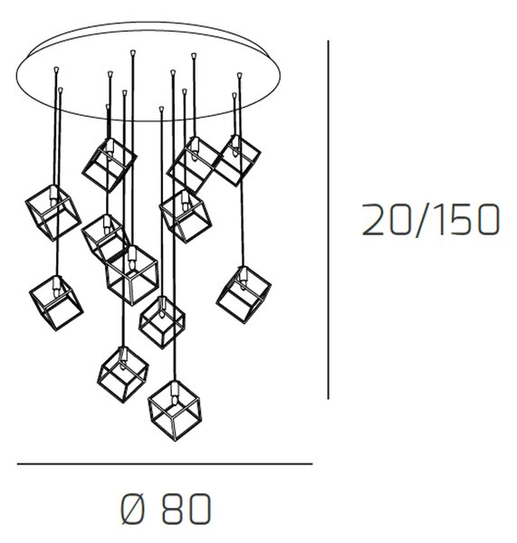 Sospensione Moderna Frame Metallo Cromo 12 Luci G9