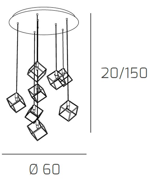 Sospensione Moderna Frame Metallo Cromo 8 Luci G9