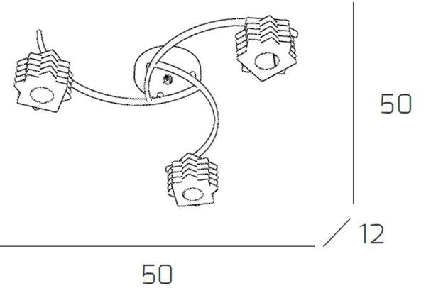 Plafoniera Contemporanea Rubik Metallo Cromo Diffusore Cristallo 3 Luci G9