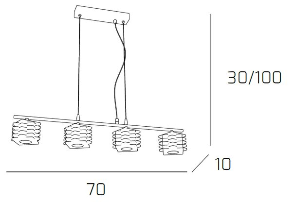 Sospensione Contemporanea Rubik Metallo Cromo Diffusore Cristallo 4 Luci G9