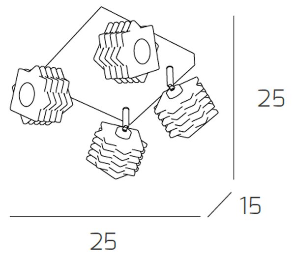 Plafoniera Contemporanea Rubik Metallo Cromo Diffusore Cristallo 4 Luci G9