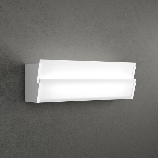 Applique Moderna Roof Metallo Bianco Diffusore Vetro Extrachiaro 2 Luci E27