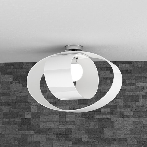 Plafoniera Moderna Lap Metallo E Vetro Bianco 1 Luce E27 52Cm