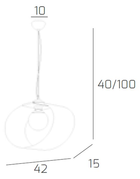 Sospensione Moderna Lap Metallo Bianco E Vetro Tortora 1 Luce E27 42Cm