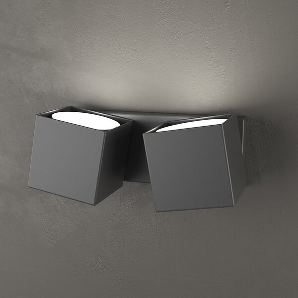 Applique Moderna Rotation Metallo Grigio Antracite 2 Luci Gx53