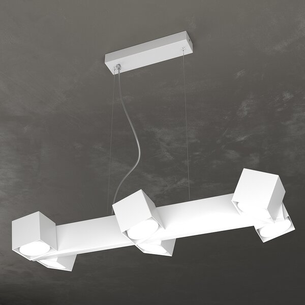 Sospensione Moderna Rotation Metallo Bianco 6 Luci Gx53