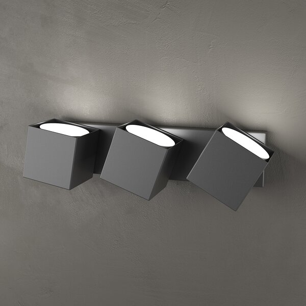Applique Moderna Rotation Metallo Grigio Antracite 3 Luci Gx53