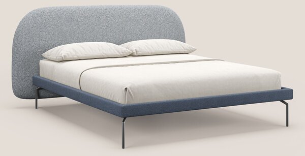 Soleil letto imbottito di design con piedi alti in metallo in bouclet