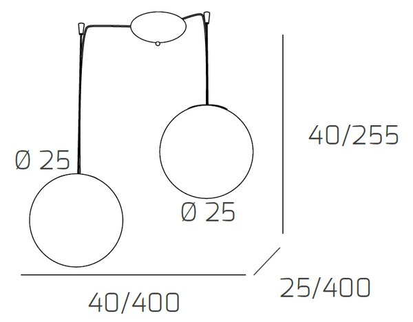 Sospensione Contemp Glitter Metallo Cromo Vetro Soffiato Trasp 2 Luci E27 25Cm