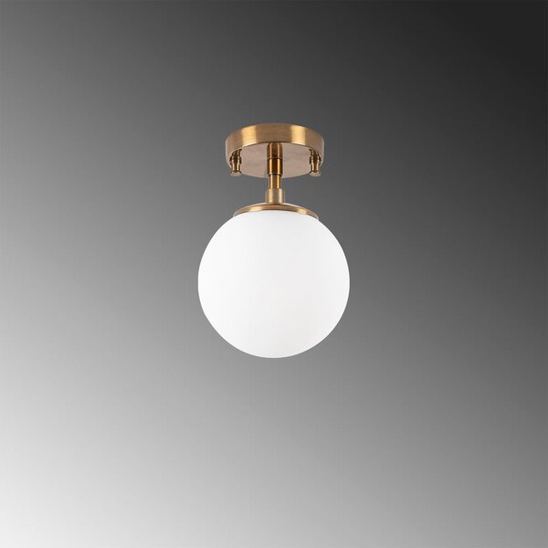 Plafoniera bianca/color ottone con paralume in vetro ø 15 cm Atmaca – Opviq lights