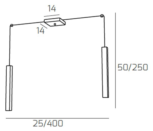 Sospensione Moderna Square Tube Metallo Marrone 2 Luci Gu10