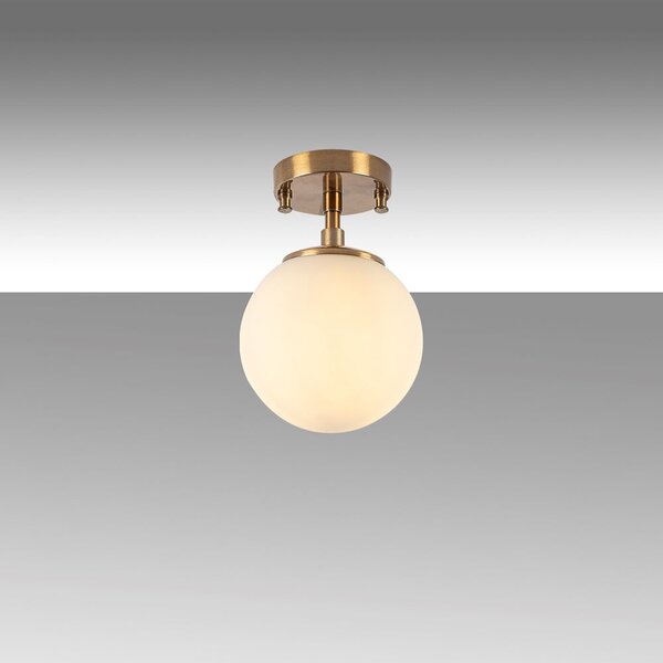 Plafoniera bianca/color ottone con paralume in vetro ø 15 cm Atmaca – Opviq lights