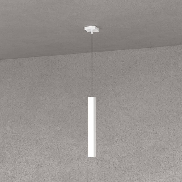 Sospensione Moderna Square Tube Metallo Bianco 1 Luce Gu10