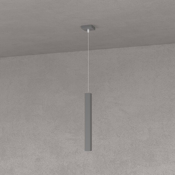 Sospensione Moderna Square Tube Metallo Grigio Antracite 1 Luce Gu10