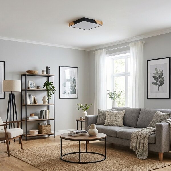 Brilagi - Lampada LED dimmerabile PILANA LED/48W/230V rovere/nero 42x42 cm + telecomando