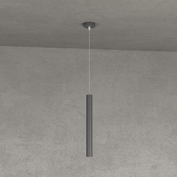 Sospensione Moderna Round Tube Metallo Grigio Antracite 1 Luce Gu10