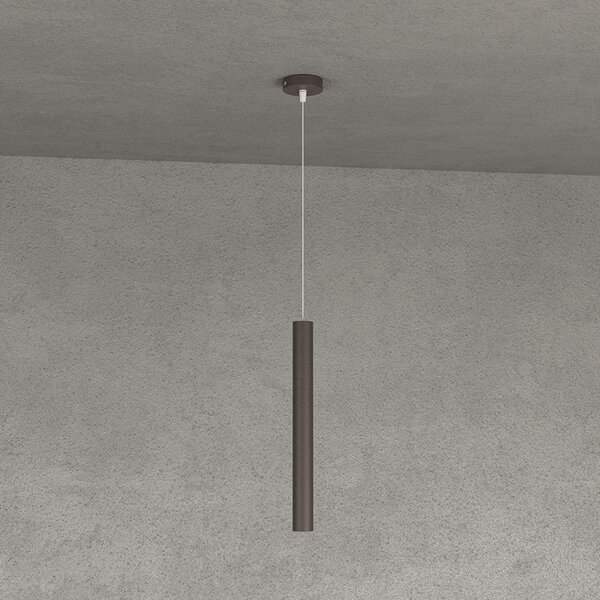 Sospensione Moderna Round Tube Metallo Marrone 1 Luce Gu10