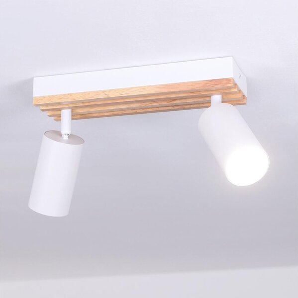 Brilagi - Faretto SELE WOOD ACOUSTIC 2xGU10/30W/230V bianco/legno
