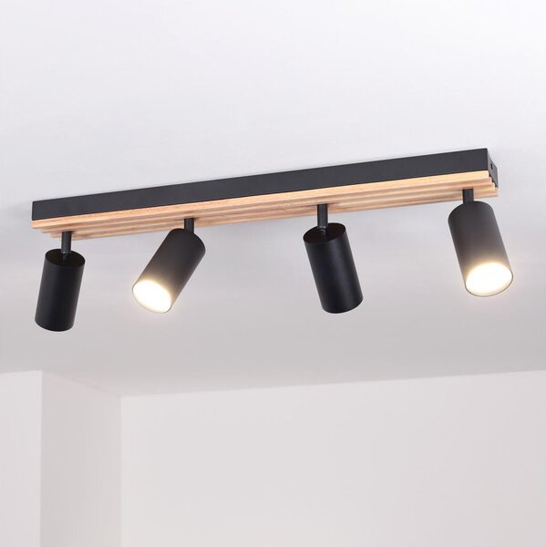Brilagi - Faretto SELE WOOD ACOUSTIC 4xGU10/30W/230V nero/legno