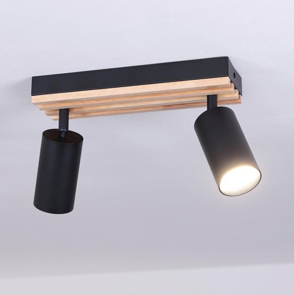 Brilagi - Faretto SELE WOOD ACOUSTIC 2xGU10/30W/230V nero/legno