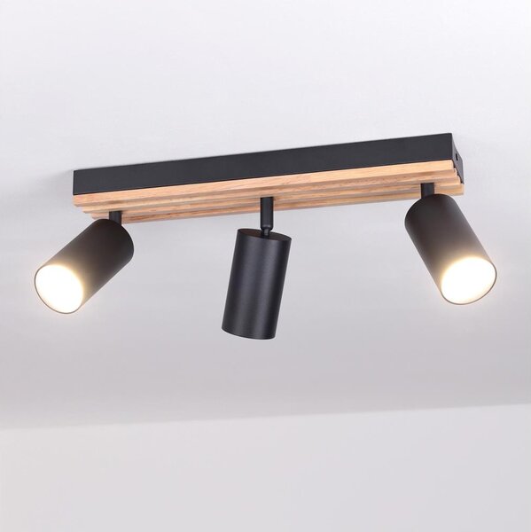 Brilagi - Faretto SELE WOOD ACOUSTIC 3xGU10/30W/230V nero/legno