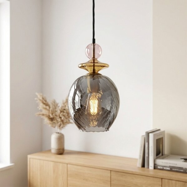 Lampada a sospensione con cavo VELLO 1xE27/15W/230V nero/rosa fumé/beige/nero