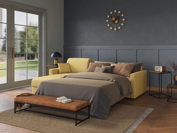 Chris Divano letto angolare 5 posti in tessuto impermeabile T13 giallo