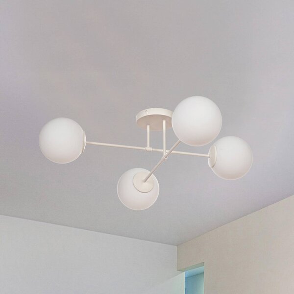 Plafoniera soffitto Moon HELAM, dimmerabile, Crema / Ambra, Soggiorno / Sala da pranzo, Metallo, Plafoniera