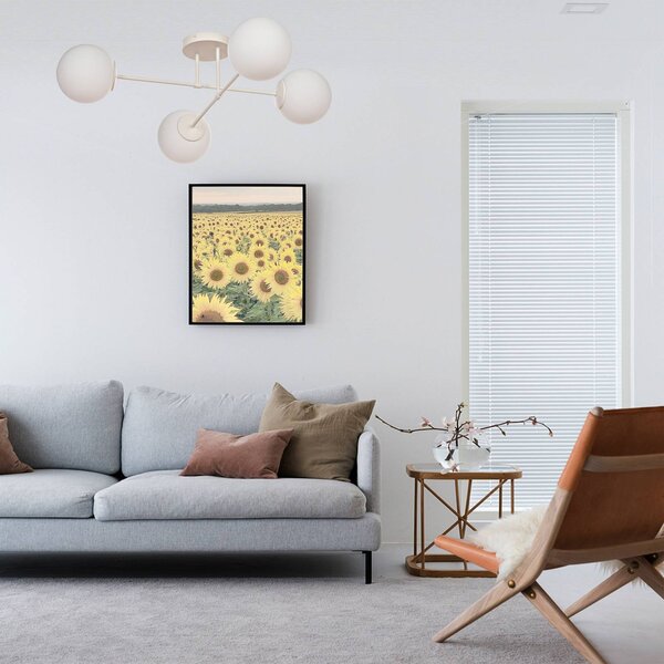 Plafoniera soffitto Moon HELAM, dimmerabile, Crema / Ambra, Soggiorno / Sala da pranzo, Metallo, Plafoniera