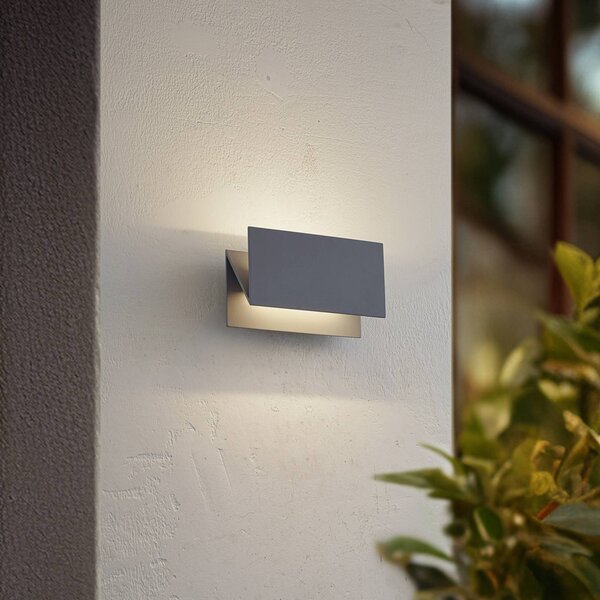 Applique da esterni a LED Meja Lucande, Alluminio / Grigio / Zincato, Moderno, Applique LED da esterni