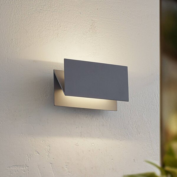 Applique da esterni a LED Meja Lucande, Alluminio / Grigio / Zincato, Moderno, Applique LED da esterni