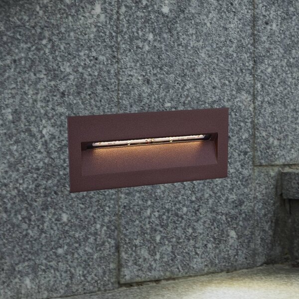 Lucande Applique a LED da incasso Loya, 23 x 8 cm, ruggine, IP54 Loya, Marrone / Ruggine, Alluminio, Moderno, Applique da esterni
