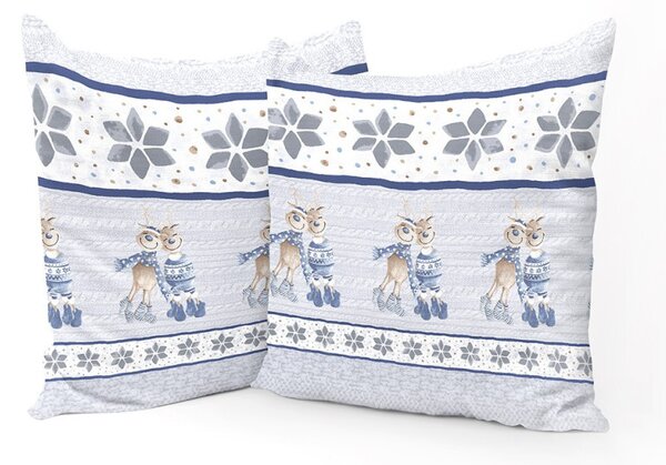Federa cuscino renna blu 40x40 cm Made in Italy