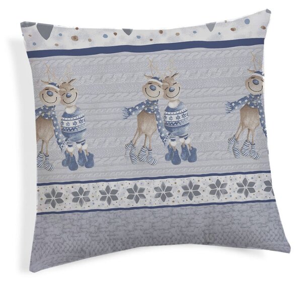 Federa cuscino renna blu 40x40 cm Made in Italy