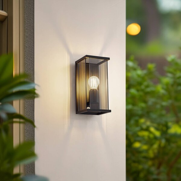 Lucande Applique da esterno Annalea, grigio fumo, IP54, sensore Annalea Lucande, dimmerabile, Nero, Alluminio, Moderno