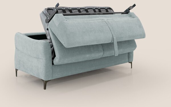 Dalia divano letto con materasso H18 cm e piedi alti in raffinato tess