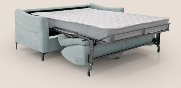 Dalia divano letto con materasso H18 cm e piedi alti in raffinato tess