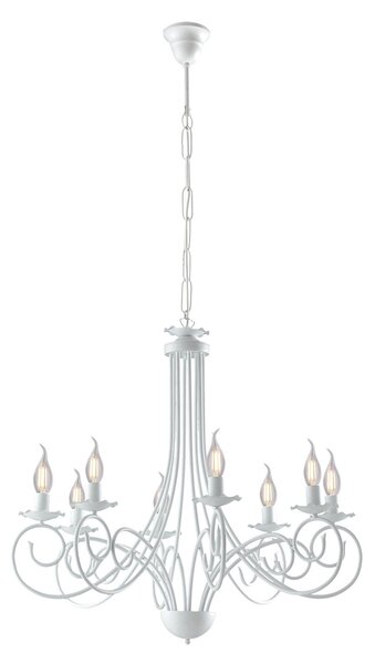 Lampadario Provenzale Candelabro Alma 8 Luci Ferro Battuto Bianco Shabby