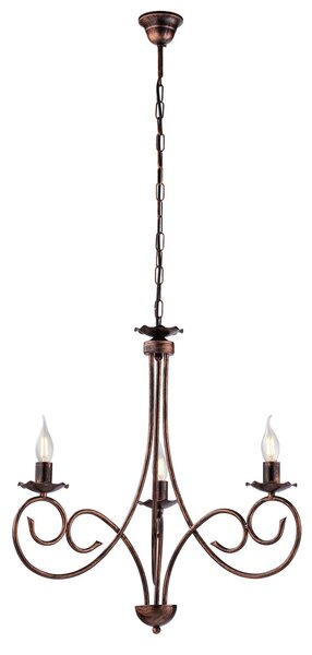Lampadario Provenzale Candelabro Alma 3 Luci Ferro Battuto Nero E Rame