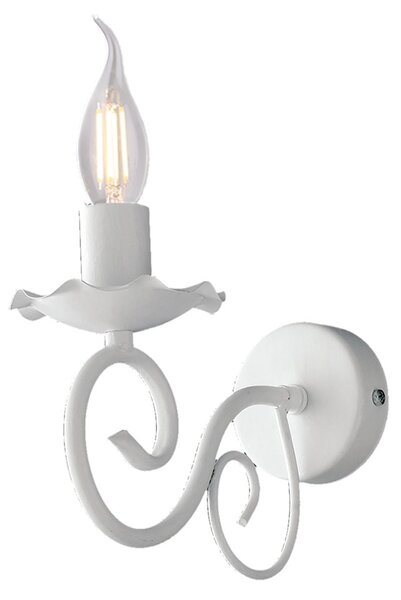 Applique Provenzale Alma 1 Luce Ferro Battuto Bianco Shabby