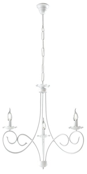 Lampadario Provenzale Candelabro Alma 3 Luci Ferro Battuto Bianco Shabby