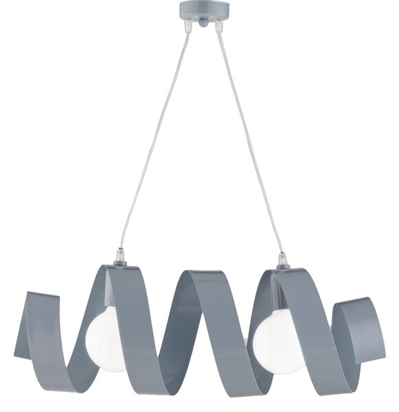 Sospensione Moderna Helix 2 Luci In Ferro Laccato Grigio