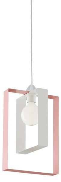 Sospensione Moderna Duplo 1 Luce Ferro Laccato Bianco E Rosa