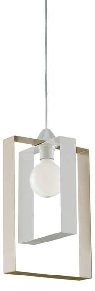 Sospensione Moderna Duplo 1 Luce Ferro Laccato Bianco E Tortora