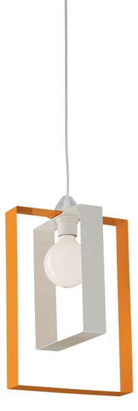 Sospensione Moderna Duplo 1 Luce Ferro Laccato Bianco E Arancio
