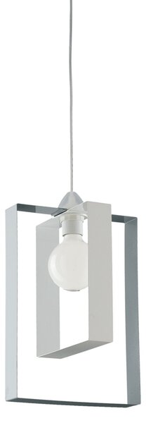 Sospensione Moderna Duplo 1 Luce Ferro Laccato Bianco E Grigio