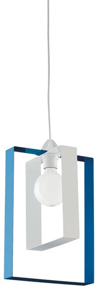 Sospensione Moderna Duplo 1 Luce Ferro Laccato Bianco E Azzurro